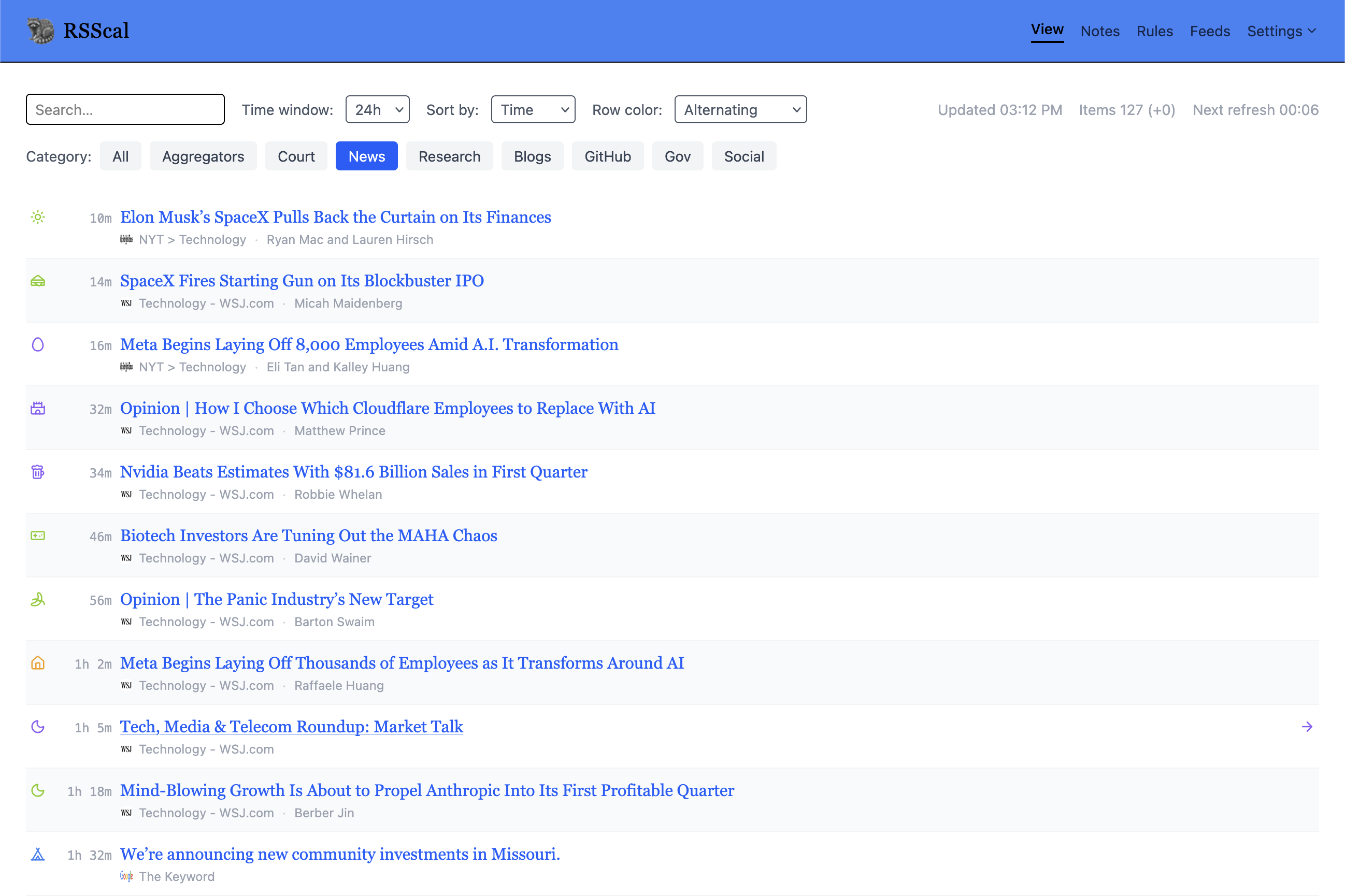 RSScal feed view